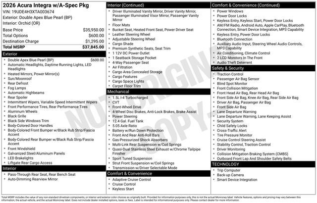 2026 Acura Integra A-Spec Package