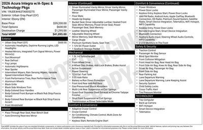 2026 Acura Integra A-Spec Tech Package