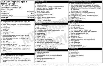 2026 Acura Integra A-Spec Tech Package