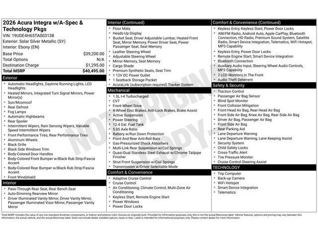 2026 Acura Integra A-Spec Tech Package