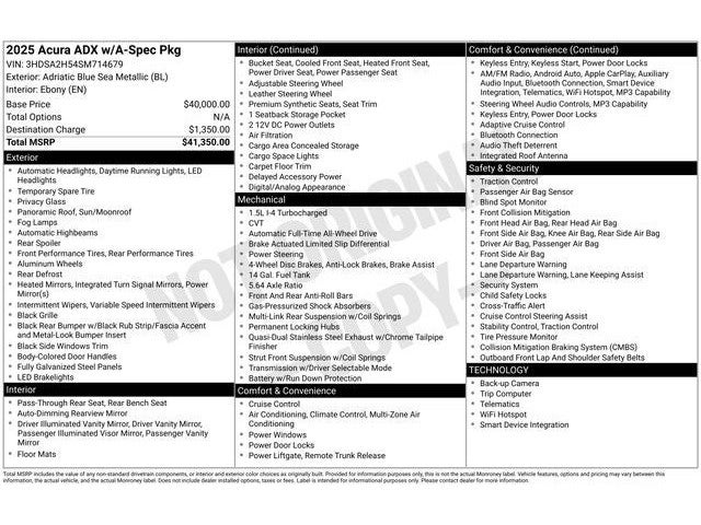 2025 Acura ADX A-Spec Package