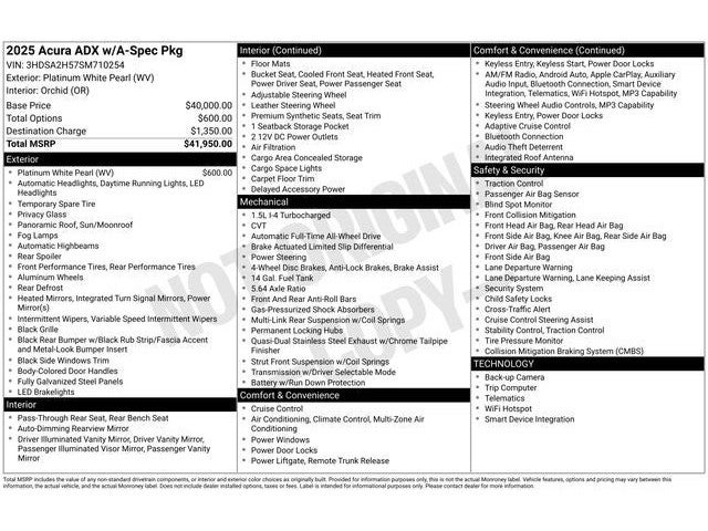 2025 Acura ADX A-Spec Package