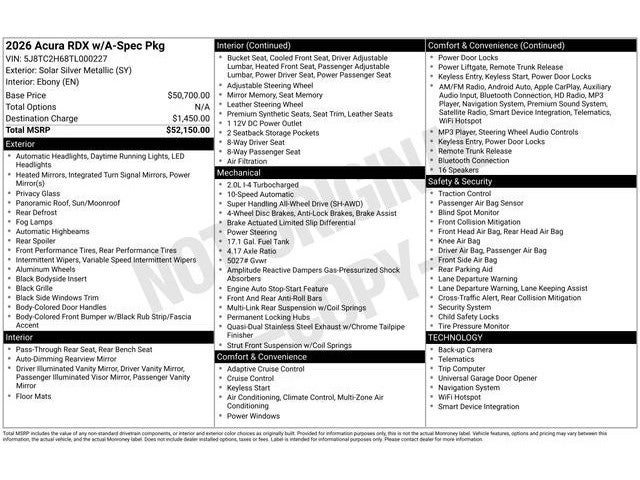 2026 Acura RDX A-Spec Package SH-AWD