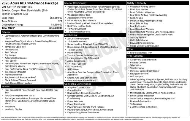 2026 Acura RDX Advance Package SH-AWD