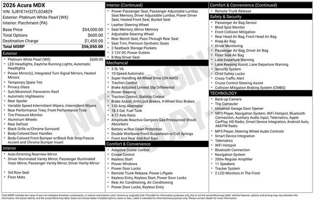 2026 Acura MDX Base SH-AWD