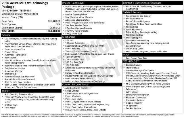 2026 Acura MDX Technology Package SH-AWD