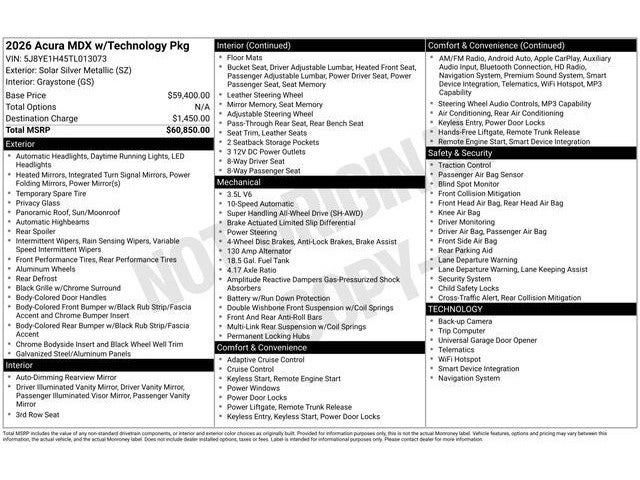 2026 Acura MDX Technology Package SH-AWD