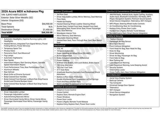 2026 Acura MDX Advance Package SH-AWD