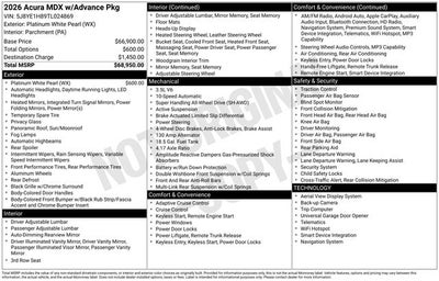 2026 Acura MDX Advance Package SH-AWD