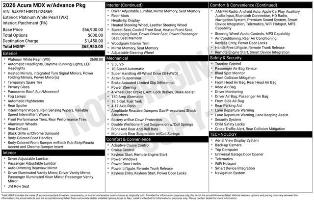 2026 Acura MDX Advance Package SH-AWD