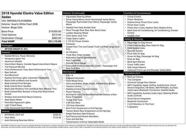 2018 Hyundai Elantra Value Edition