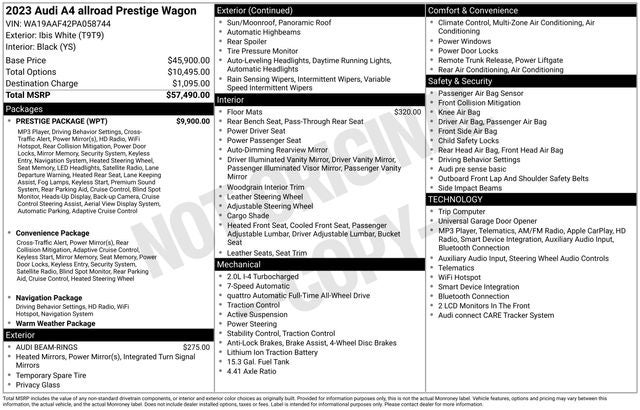 2023 Audi A4 allroad 45 Prestige quattro