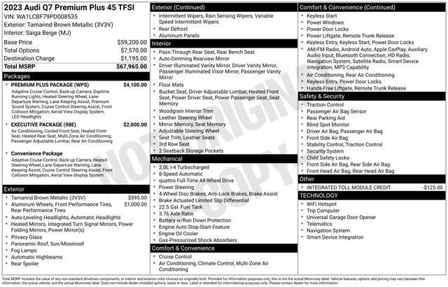 2023 Audi Q7 45 Premium Plus quattro